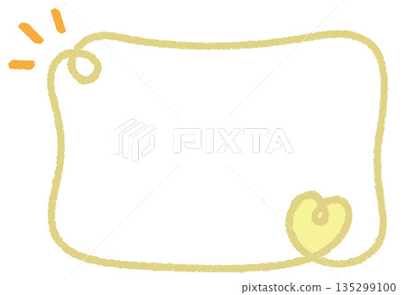 Crayon line curly heart square frame/dull yellow Crayon line curly heart square frame/dull yellow 135299100