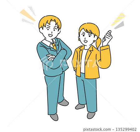 男女商務人士站姿插圖 135299402