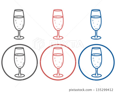 Champagne glass, champagne, toast, celebration icon set, simple, 3 colors Champagne glass, champagne, toast, celebration icon set, simple, 3 colors 135299412