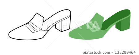 Green loafer mule shoe women flat plus line set. Slip on block heel shoe for travel, coworking, everyday capsule outfit 135299464