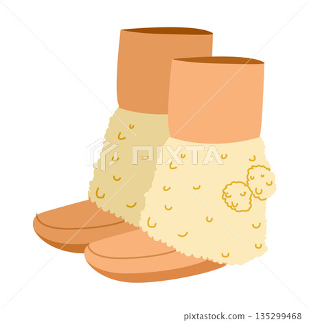 Cream pom-pom textured ankle boot women flat pair. Quilted surface with pom-pom trim for ski snowy warm. Technical 135299468