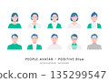 Men and women in their 40s to 60s with positive expressions Simple vector illustration icon set 135299547