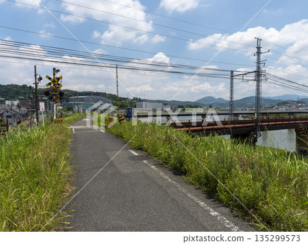 Yamato River embankment railroad crossing 135299573