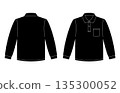 Black long-sleeved polo shirt with chest pocket 135300052