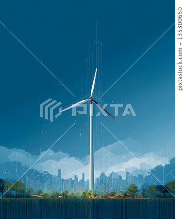 Vertical renewable power concept with minimal graphic elements 135300650