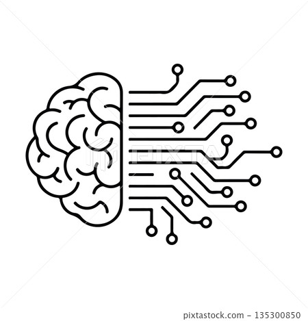 Artificial Intelligence Concept. Human Brain with Digital Circuit Lines. Artificial Intelligence Concept. Human Brain with Digital Circuit Lines. 135300850