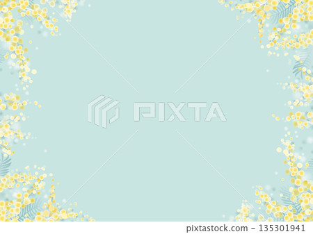 以含羞草花為特色的春季背景邊框素材 | 自然色調 A4 橫向高解析度 以含羞草花為特色的春季背景邊框素材 | 自然色調 A4 橫向高解析度 135301941