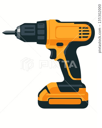 Vector illustration of a cordless electric drill Vector illustration of a cordless electric drill 135302000