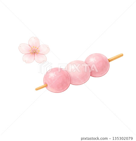 Watercolor illustration of cherry blossoms and cherry blossoms 135302079