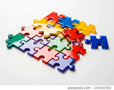 colorful puzzle pieces 135302302