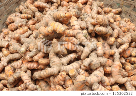 raw Turmeric stock on shop raw Turmeric stock on shop 135302552