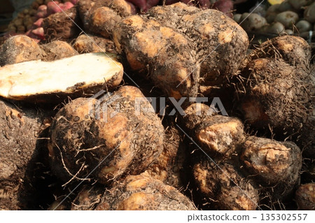 Taro root stock on shop for sell are cash crops Taro root stock on shop for sell are cash crops 135302557