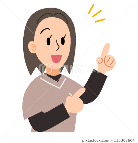 圖:一名身穿手術服的女子指向右上角 圖:一名身穿手術服的女子指向右上角 135302604
