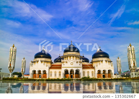 Beautiful view of Baiturrahman Mosque, Banda Aceh, Indonesia 135302667