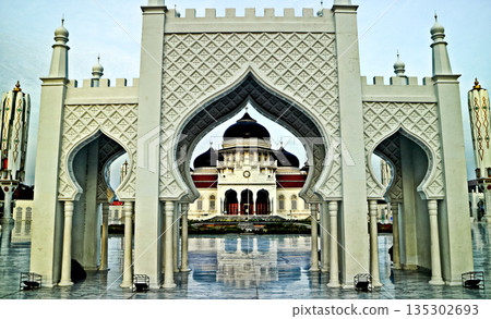 Beautiful view of Baiturrahman Mosque, Banda Aceh, Indonesia Beautiful view of Baiturrahman Mosque, Banda Aceh, Indonesia 135302693