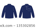 Navy blue long sleeve polo shirt with chest pocket 135302856