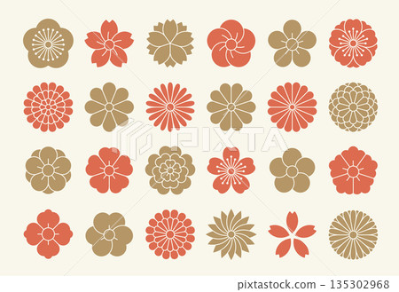 Japanese family crest icon set Japanese family crest icon set 135302968