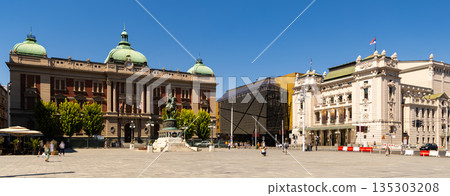 View of Republic Square in Belgrade View of Republic Square in Belgrade 135303208