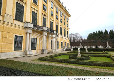 Exterior and backyard of Schönbrunn Palace, a World Heritage Site in Vienna, Austria Exterior and backyard of Schönbrunn Palace, a World Heritage Site in Vienna, Austria 135303468