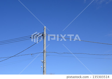 Clear sky and power lines 135303514