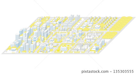 Three-dimensional view of the townscape. Cityscape. Three-dimensional view of the townscape. Cityscape. 135303555