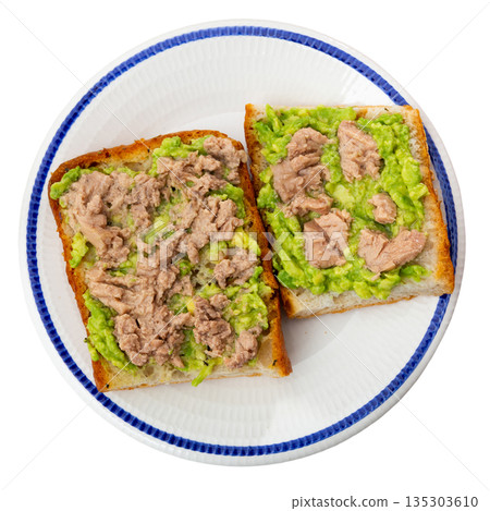 Cod liver and avocado sandwiches Cod liver and avocado sandwiches 135303610