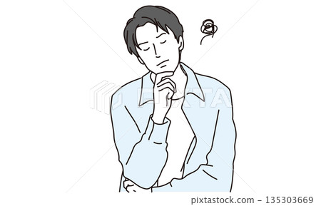 Illustration material of a man with a worried expression 135303669