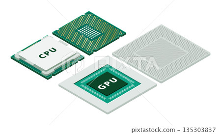 等距圖展示了 CPU 和 GPU 的結構和處理劃分 | 人工智慧加速器和系統設計基礎 等距圖展示了 CPU 和 GPU 的結構和處理劃分 | 人工智慧加速器和系統設計基礎 135303837