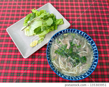 Vietnamese Pho Soup With Fresh Herbs Vietnamese Pho Soup With Fresh Herbs 135303951