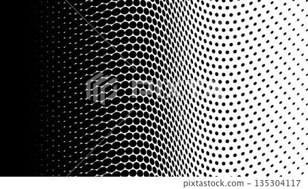 Abstract geometric background with a halftone dot pattern creating a wavy, 3D optical illusion Abstract geometric background with a halftone dot pattern creating a wavy, 3D optical illusion 135304117