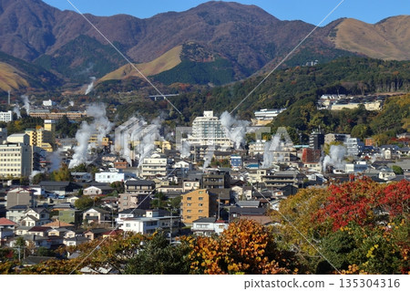 從別府溫泉展望台看到的溫泉蒸汽 從別府溫泉展望台看到的溫泉蒸汽 135304316