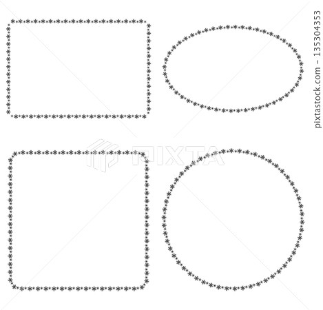 雪花閃光相框套裝，幾何相框，由正方形、圓形、橢圓形和雪花線條組成。 135304353