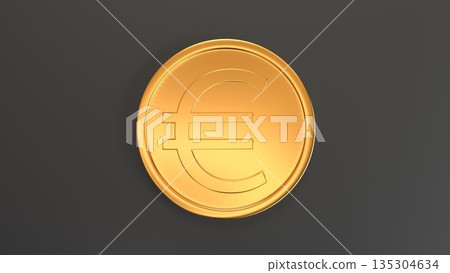 黑色背景上的奢華金歐元硬幣。俯視視角。高端投資圖片。 135304634