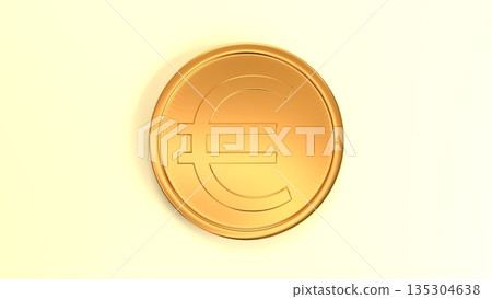 Bright yellow background and euro gold coins. Aerial view from directly above. Image of European prosperity, success and positive economy. Bright yellow background and euro gold coins. Aerial view from directly above. Image of European prosperity, success and positive economy. 135304638