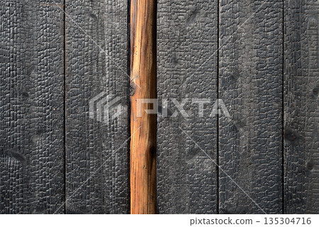 Charred cedar wall Charred cedar wall 135304716