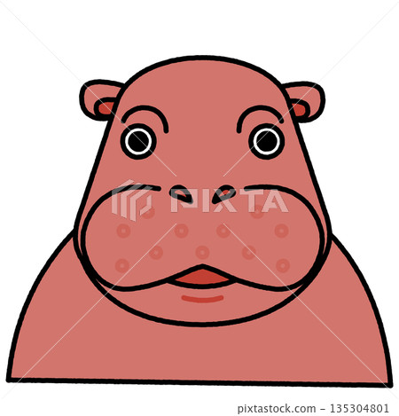 A simple illustration of a hippopotamus's face facing forward A simple illustration of a hippopotamus's face facing forward 135304801