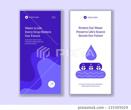 Flat Cartoon Hand Drawn World Water Day Vertical Banner Background Illustration 135305029