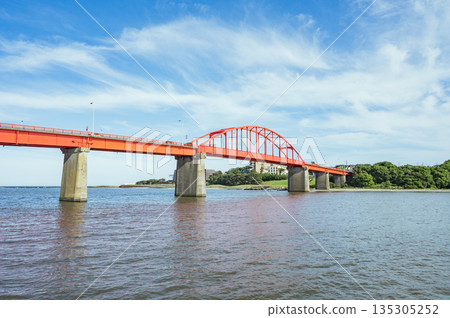 Ibaraki Kaimon Bridge and Naka River Ibaraki Kaimon Bridge and Naka River 135305252