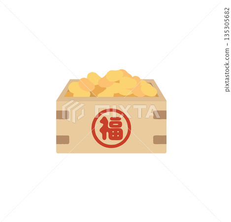 Illustration of lucky beans and a masu box for Setsubun | Japanese lucky charms used for bean throwing and traditional Japanese events Illustration of lucky beans and a masu box for Setsubun | Japanese lucky charms used for bean throwing and traditional Japanese events 135305682