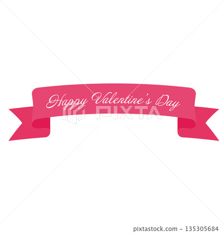 Happy Valentine's Day pink ribbon Happy Valentine's Day pink ribbon 135305684