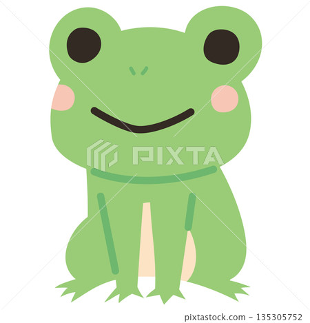 可愛的青蛙插畫，採用柔和的粉紅顏色調。 135305752