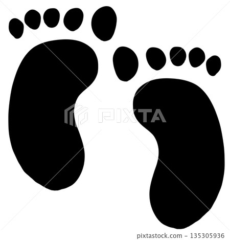 Simple barefoot silhouette (walking) Simple barefoot silhouette (walking) 135305936