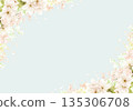 Cherry blossom frame with scattered petals 135306708