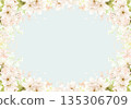 Cherry blossom frame 2 with scattered petals 135306709