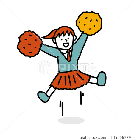 啦啦隊女孩加油的插圖 135306779