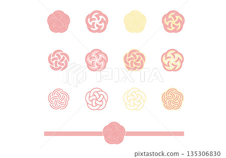 Illustration material: plum-knotted Mizuhiki, Japanese-style celebration, Mizuhiki, 135306830