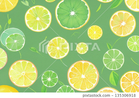 檸檬插圖,淺綠色背景 檸檬插圖,淺綠色背景 135306918