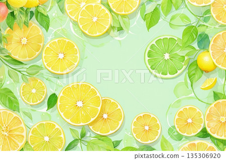 一幅乾淨的檸檬水彩插圖 135306920