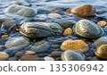 Smooth River Stones Beneath Flowing Clear Water 135306942