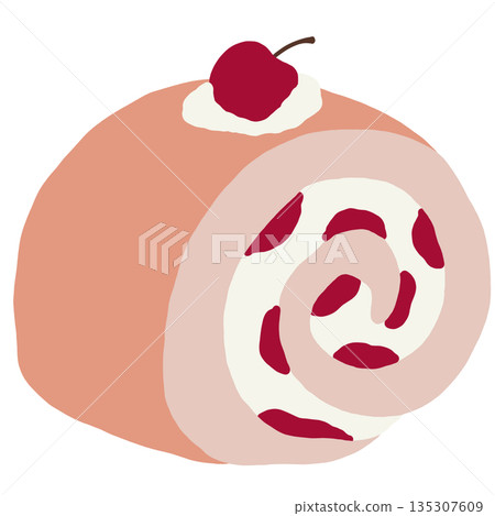 Illustration of cherry cream roll drawing for sweet dessert, snack, cafe, restaurant, menu, recipe, baking, cook book, bakery, pastry, department store, supermarket, mart, kids favourite, icon Illustration of cherry cream roll drawing for sweet dessert, snack, cafe, restaurant, menu, recipe, baking, cook book, bakery, pastry, department store, supermarket, mart, kids favourite, icon 135307609